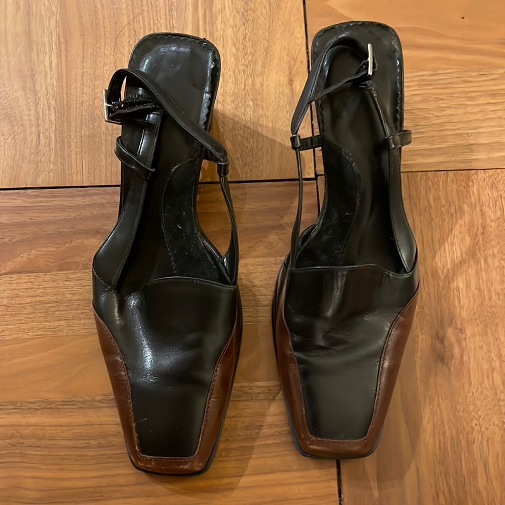 Leather Square Toe Heels